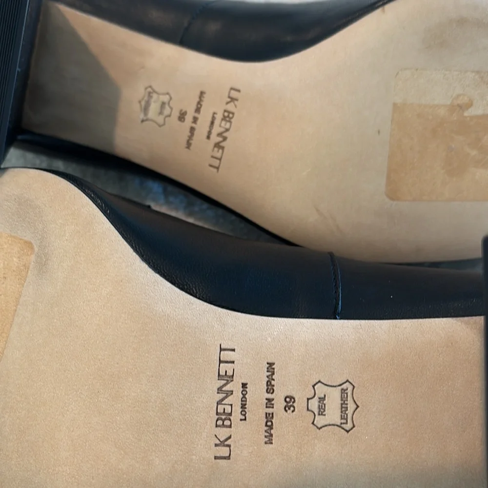 LK Bennett Black Leather Loafers with Gold Accent EUC - Picture 4 of 6